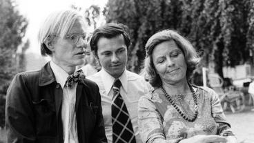 Bild: SWR/Burda-Archiv v.li.: Andy Warhol, Hubert Burda, Aenne Burda.
