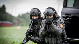Volles Aufgebot: Ein schwedisches Sondereinsatzkommando unterstützt die Polizei Larvik.