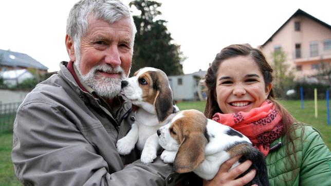 Bild: BR Mit den Beaglewelpen von Heinrich darf Anna ausgiebig kuscheln.