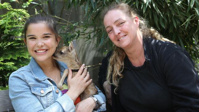 Bild: BR/TEXT + BILD Medienproduktion GmbH & Co. KG Anna und die wilden Tiere Ist das Reh die Frau vom Hirsch? Folge: 7 13.02.2016: Anna und Monika mit einem Rehkitz