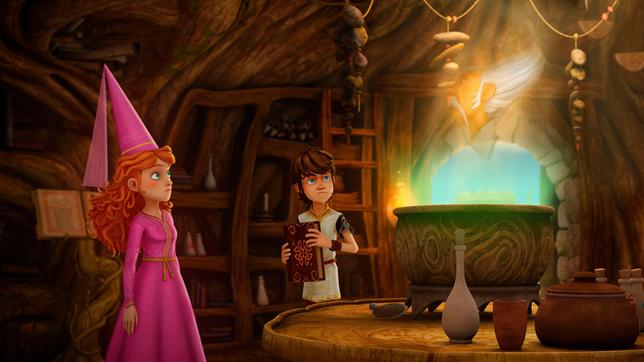 Bild: SWR/Blue Spirit Productions Im Dampf des Kessels entdecken Arthur und Guinevere ihren Freund, den Magier Merlin.