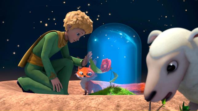 Bild: WDR/Method Animation Der kleine Prinz lässt Fuchs und Rose allein auf seinem Asteroiden B612 zurück.