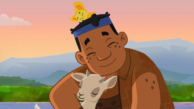 Bild: MotionWorks/MDR Luigi und Fu Fu kuscheln mit einer Ziege.