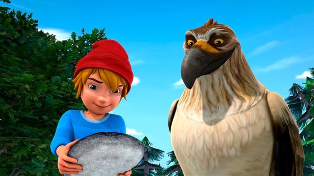 Bild: BR/2016 Studio 100 Animation/Studio 100 NV Gorgo und Nils finden einen Stein mit einer schwarzen und einer weißen Seite.