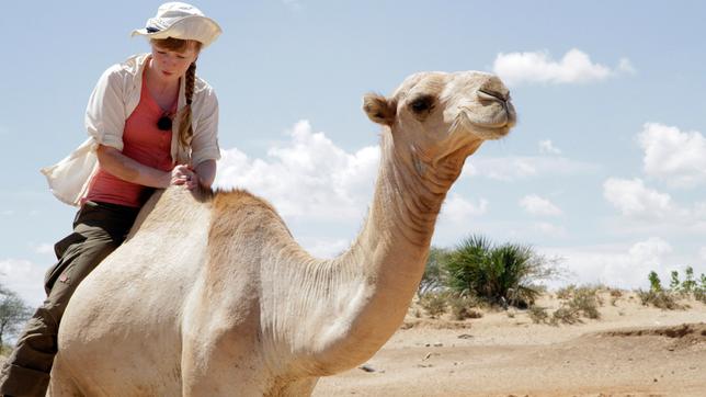 Bild: BR Paula und die wilden Tiere Ein Kamel zum Kuscheln Paula auf einem Kamel