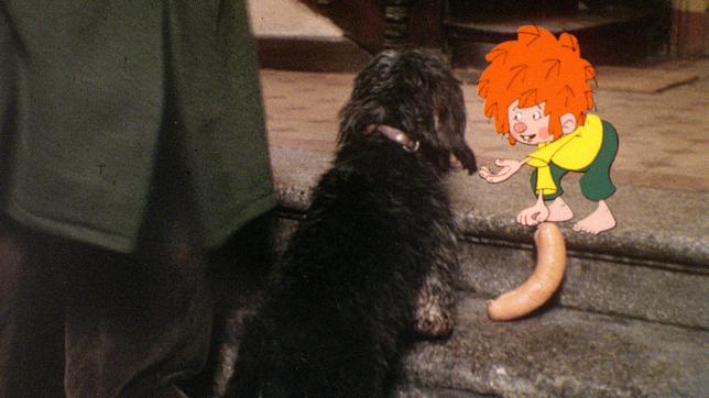 Bild: BR Der Pumuckl vereinbart mit Meister Eder, dass er wie ein Hund bellt, wenn jemand etwas vergißt oder verliert.
