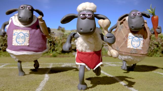 Bild: WDR/Aardman Animations Ltd./Luke Smith Shaun das Schaf Shaun das Meisterschaf Olympia Sport Staffellauf Folge 18