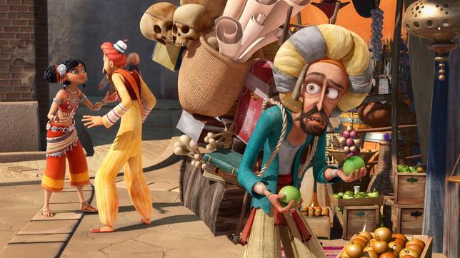 Bild: rbb/Hahn Film AG/Chocolate Liberation Front Pty Ltd/Toonz Entertainment Pte Ltd In der Hafenstadt sucht Sherazade nach Sindbad, dem Kapitän. Sindbad, der Träger gibt sich für den erfahrenen gleichnamigen Seefahrer aus. - Wenn von Reichtümern die Rede ist, wird Sindbad der Träger hellhörig.