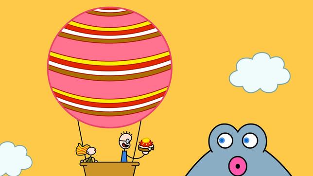 Das staunt auch der Bongo: TOM und das Arme Kleine Mädchen machen eine Ballonfahrt.
