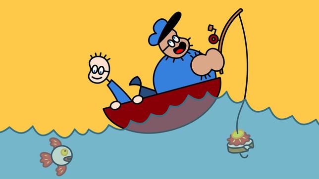Tom und sein Papa gehen fischen auf hoher See.
