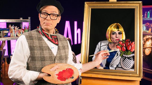 Bild: WDR/Thorsten Schneider Das Studio von „Wissen macht Ah!“ wird heute zum Maler-Atelier und Ralph vollbringt eine künstlerische Glanzleistung. Während Clarissa Modell steht und Ralph sie mit gekonnten Pinselstrichen geschickt in Szene setzt, erfahren die Zuschauer viel Wissenswertes rund um Kunst. Nebenbei beantworten Clarissa und Ralph die z.B. folgende Frage: Warum verzieht man das Gesicht oder streckt die Zunge raus, wenn man sich konzentriert?