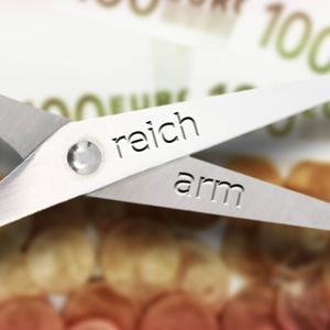 Symbolbild: soziale Schere, Kluft zwischen Arm und Reich