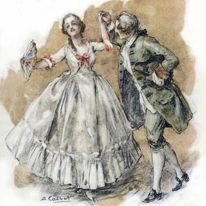 Werther tanzt mit Charlotte, Illustration von Antoine Calbet