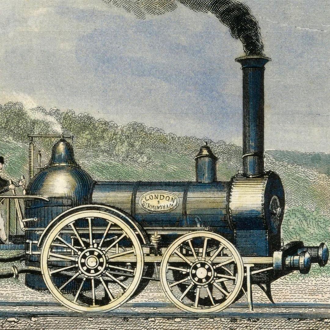 Historisches Bild einer Eisenbahn.