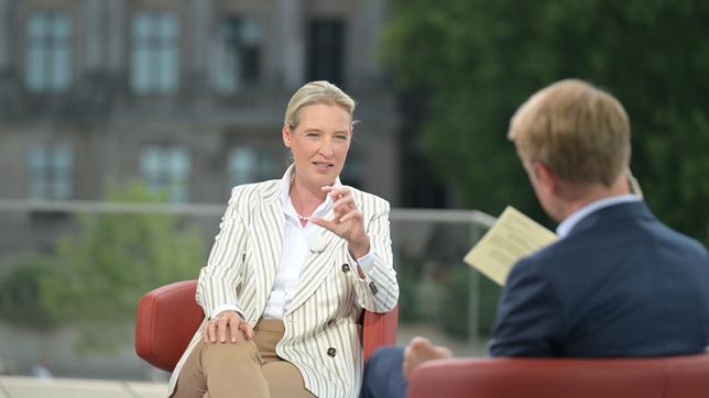 Alice Weidel, Bundesvorsitzende der AfD, im ARD-Sommerinterview 2025