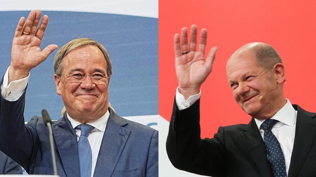 Bild: dpa/Michael Kappeler/Wolfgang Kumm Armin Laschet und Olaf Scholz am Wahltag