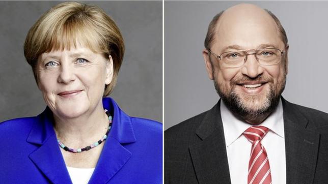 Angela Merkel (CDU) und Martin Schulz (SPD)