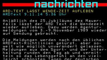 Bild: ARD Text Zeitreise zum Mauerfall im ARD Text