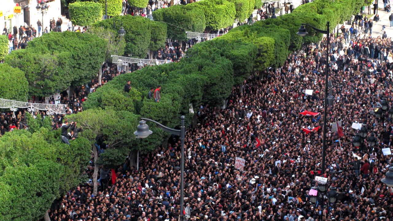 Demonstranten in Tunis 2011