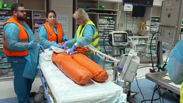 Ernstfall-Übung in einem Krankenhaus in Haifa, Israel