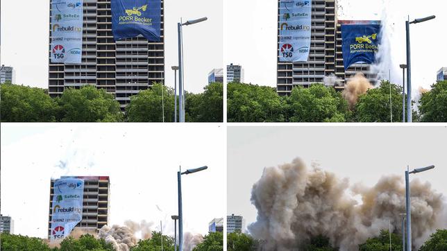 "Weißer Riese": Sprengung eines Hochhauses in Duisburg Hochheide