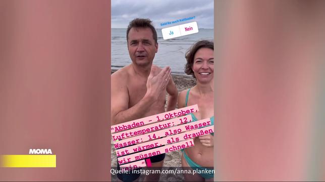 Donald Bäcker und Anna Planken tauchen in die kalte Ostsee