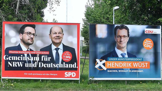 Wahlplakate, Landtagswahlen NRW, Hendrick Wüst, Thomas Kutschaty