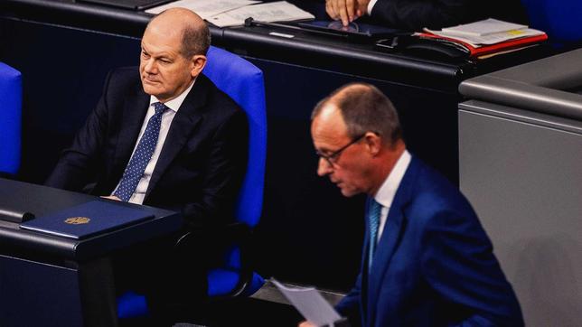 Bundeskanzler Olaf Scholz, SPD, Oppositionsführer Friedrich Merz, CDU