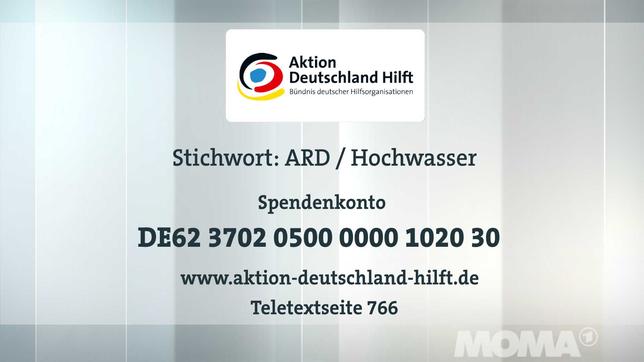 Bild: WDR Spendentafel Hochwasser-Katastrophe