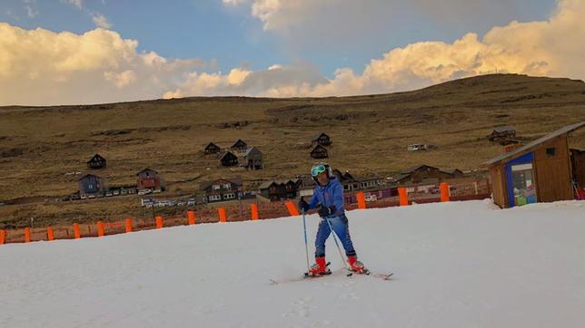 Thabang Mabari auf Skiern