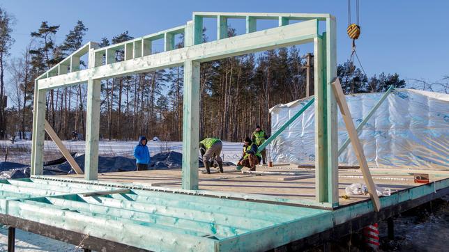 Holzrahmen für ein Haus