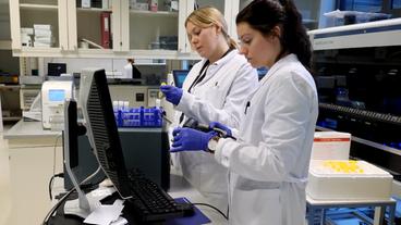 Zwei Frauen arbeiten in einem Labor.