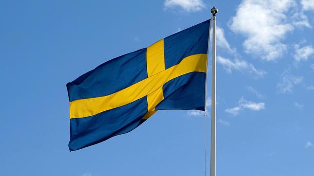 Schwedische Flagge weht im Wind