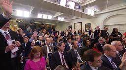 Der Presseraum des Weißen Hauses. Rechts im Bild: Stefan Niemann.
