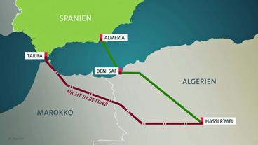 Karte mit Gaspipelines von Algerien nach Spanien