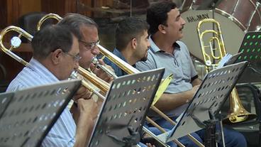 Bläser bei der Orchesterprobe