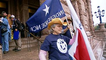 Texas-Separatistin mit Flagge