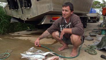 Bild: Bild: BR Mark McMillan mit toten Fischen
