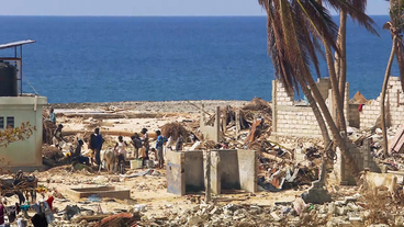 Zerstörte Häuser auf Haiti 