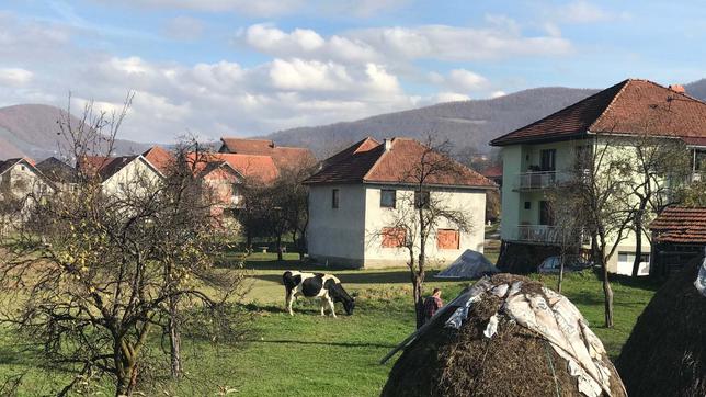 Häuser und Gärten eines Dorfes in Montenegro