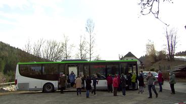 Bus, in dem man sich auf Corona testen lassen kann