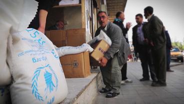 Lieferungen der Hilfsorganisationen für die Menschen in Syrien.