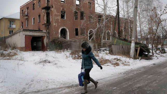 Häuserruine in der Donezk-Region 
