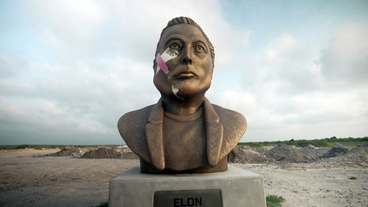 Büste von Elon Musk mit Beschädigungen