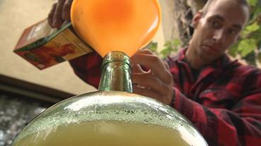 Bild: WDR (TV-Bild) 4 Liter Saft in einen 5-Liter Gärballon