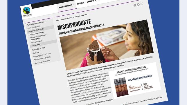 Bild: Screenshot Fairtrade Screenshot der Fairtrade-Seite zu den Standards für Mischprodukte (Stand 3. Juni 2016)