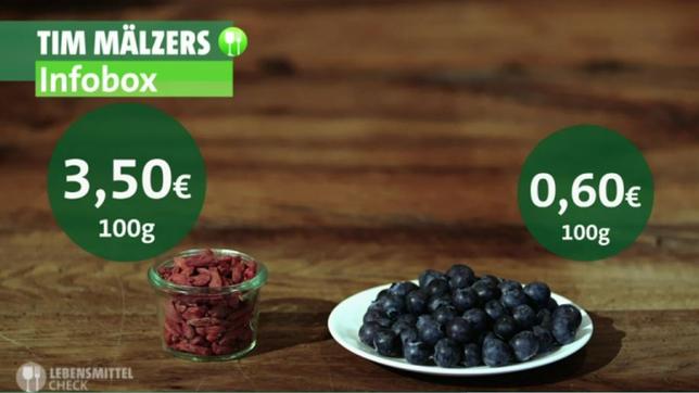 Bild: NDR Goji-Beeren (l.) und Heidelbeeren