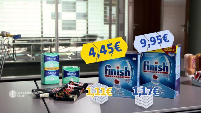 Bild: SWR Auch bei Finish ist im Vorteil, wer die kleine Packung kauft.