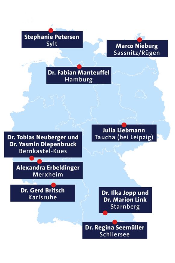 Wo die Praxen der Tierärzte in Staffel 2 liegen.