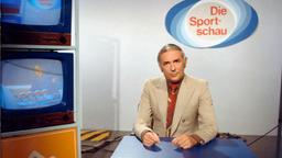 Am 4. Juni 1961 ist schließlich eine der beliebtesten Sportsendungen im deutschen TV erstmals zu sehen: die Sportschau, hier eine Aufnahme aus dem Jahr 1976 mit dem Moderator Ernst Huberty.